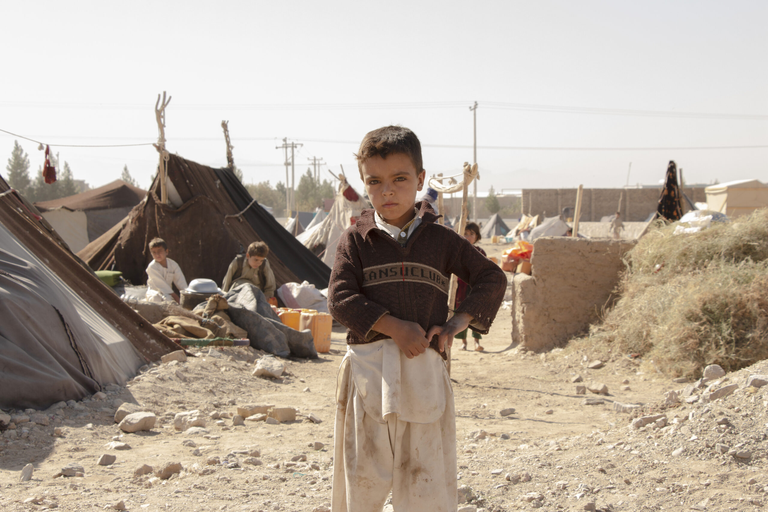 Children at a camp housing people affected by drought. Afghanistan, 2014.