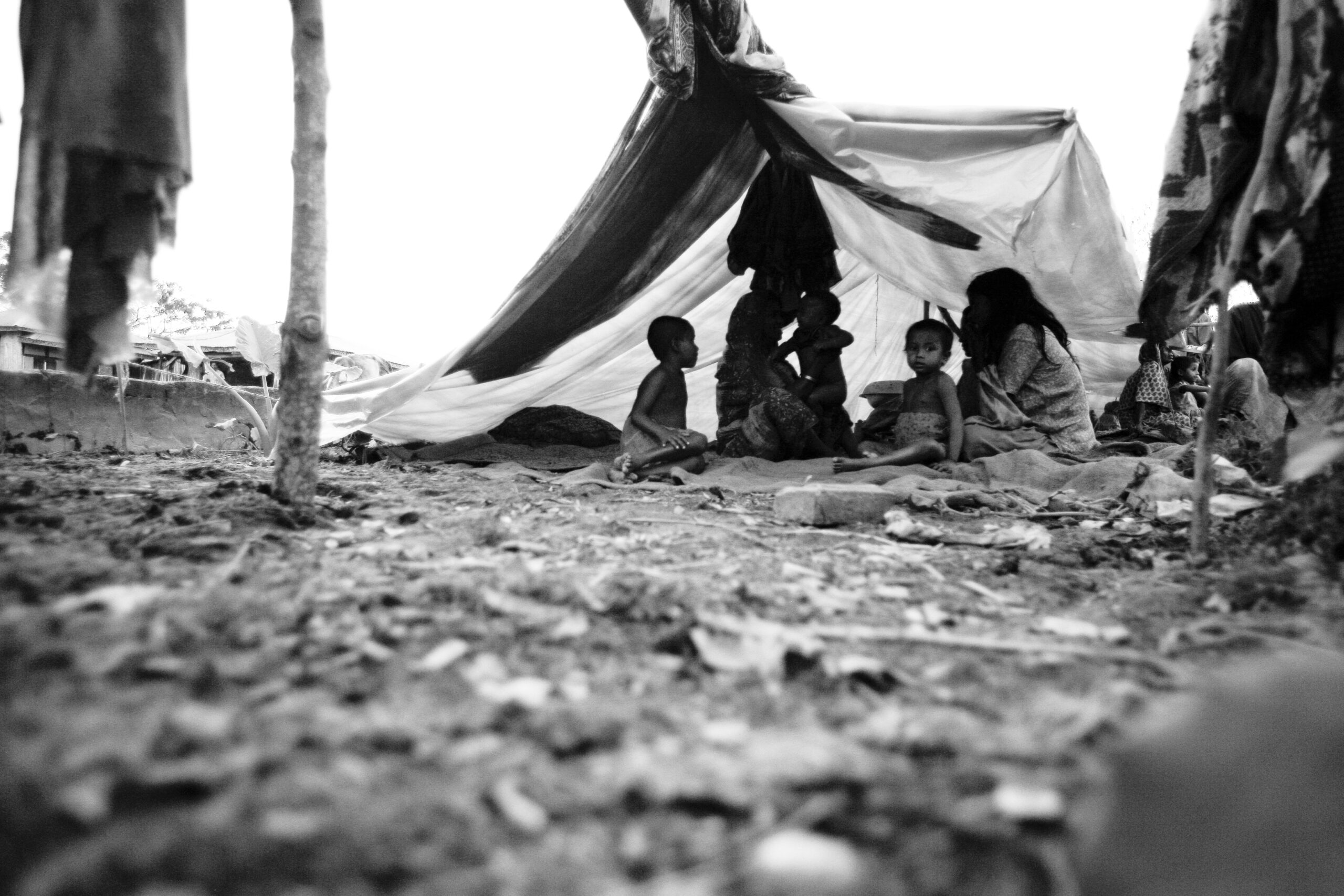 A family shelter under a tent after Cyclone Sidr. Bangladesh, 2007.